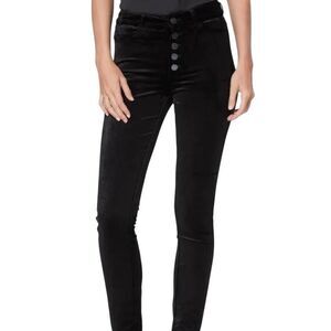 Paige Hoxton Ankle Peg Velvet Pants in Black Overdye with exposed buttons